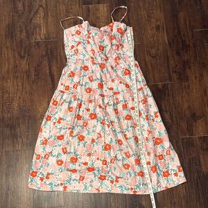 Floral Pink and Orange Midi Dress NWT